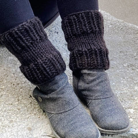 Chunky Boot Cuffs Black Wool-Acrylic - Main Image